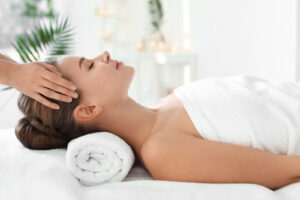 a client at The Skin Clinics receiving skincare treatments