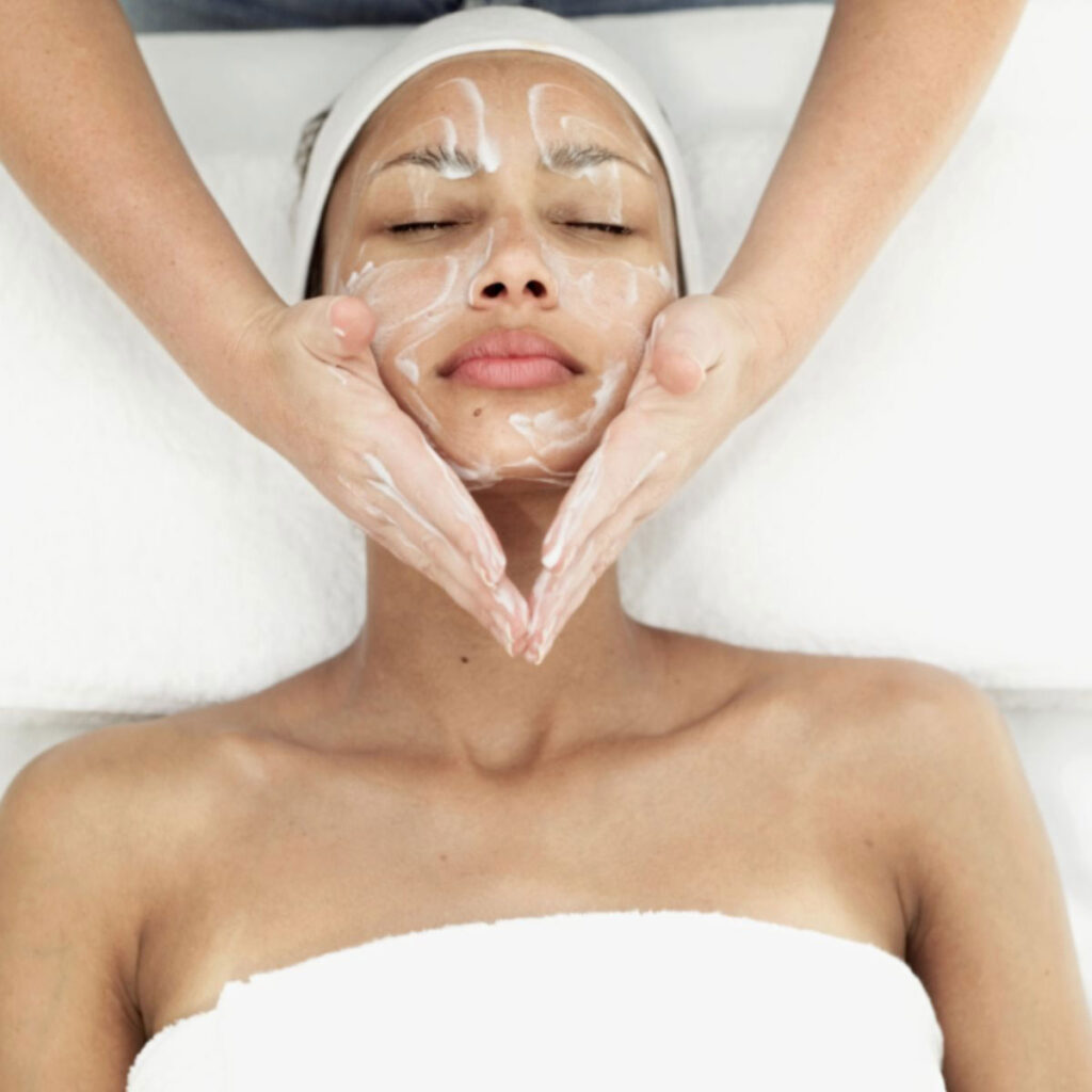 a client getting a facial at The Skin Clinics
